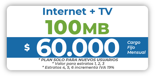 2 Combo Internet 100 Mb + TV