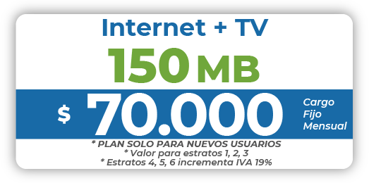 3 Combo: Internet 150 Mb + TV