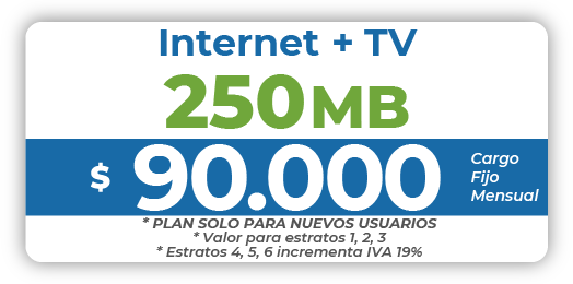 5 Combo Internet 250 Mb + TV