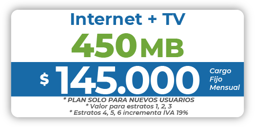 8 Combo Internet 450 Mb + TV