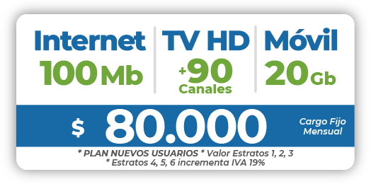 10 Triple Internet 100 Mb + TV + Móvil 20 Gb