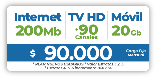 12 Triple Internet 200 Mb + TV + Móvil 20 Gb