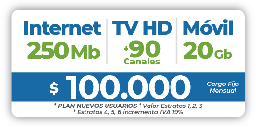 13 Triple Internet 250 Mb + TV + Móvil 20 Gb