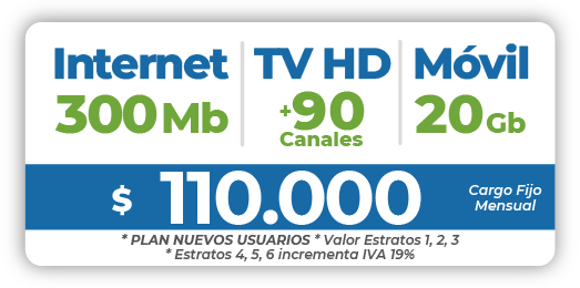 14 Triple Internet 300 Mb + TV + Móvil 20 Gb