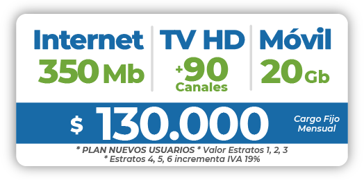 15 Triple Internet 350 Mb + TV + Móvil 20 Gb