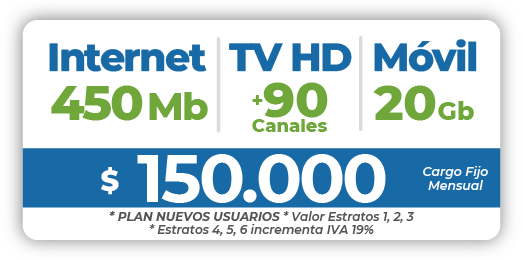 16 Triple Internet 450 Mb + TV + Móvil 20 Gb