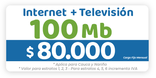Internet 100 Mb + TV