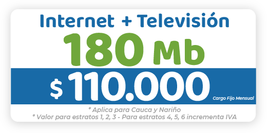 Internet 180 Mb + TV