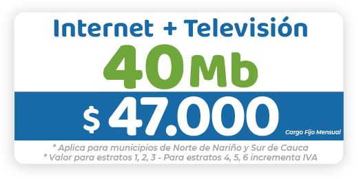 Internet 40 Mb + TV