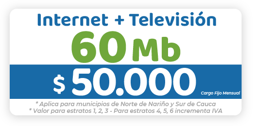 Internet 60 Mb + TV