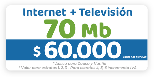 Internet 70 Mb + TV