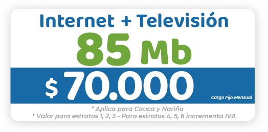 Internet 85 Mb + TV