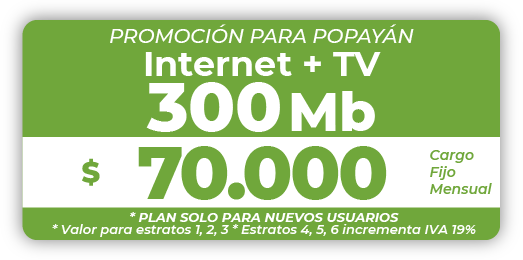 Combo INTERNET + TV 300 Mb Popayán