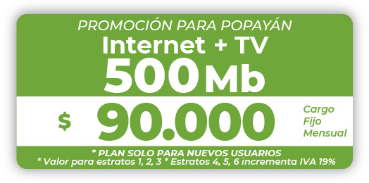 Combo INTERNET + TV 500 Mb Popayán